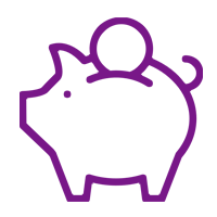 icon of a piggy bank with coins