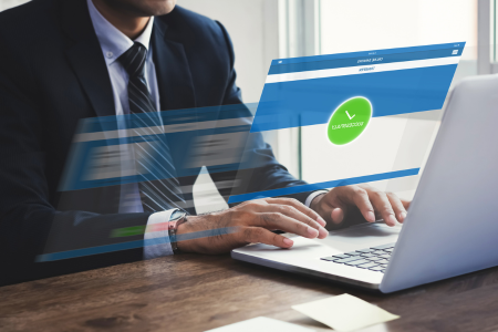 man making a wire transfer