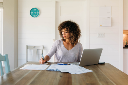 woman working on finances