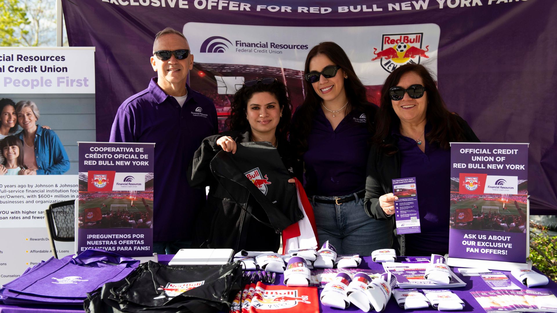 FRFCU employees handing out merch