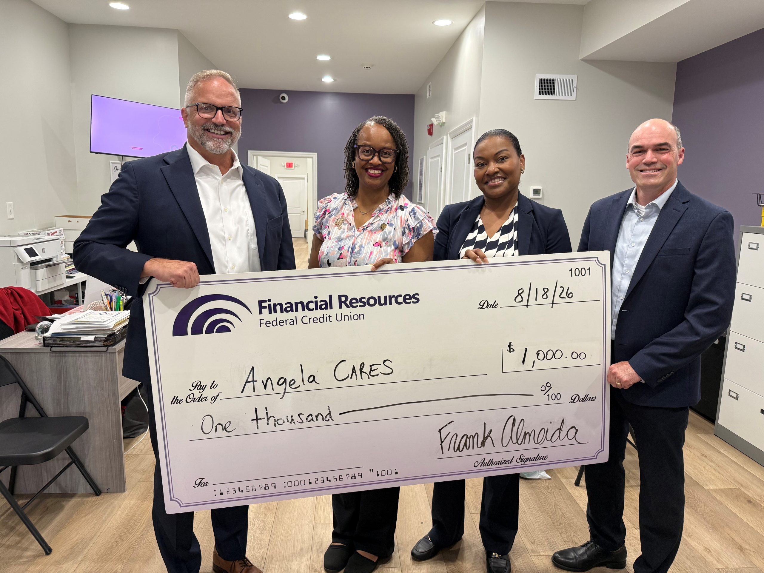 Donation Check to AngelaCARES